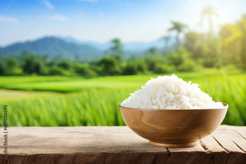 Rice fields with white and paddy rice Rice fields with white and paddy rice