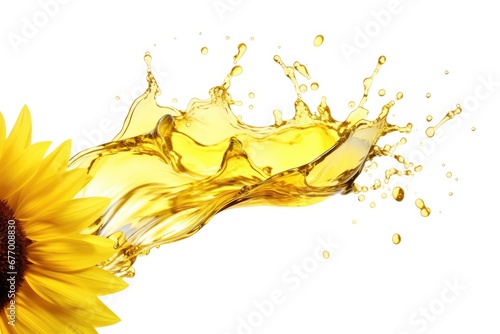 Sunflower oil splatters on a white surface