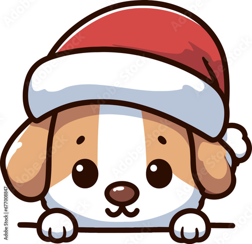 Cute Christmas Peeking Dog