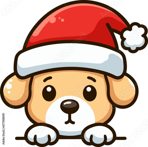 Cute Christmas Peeking Dog