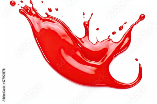 Tomato condiment on white background either ketchup or tomato sauce seen from above