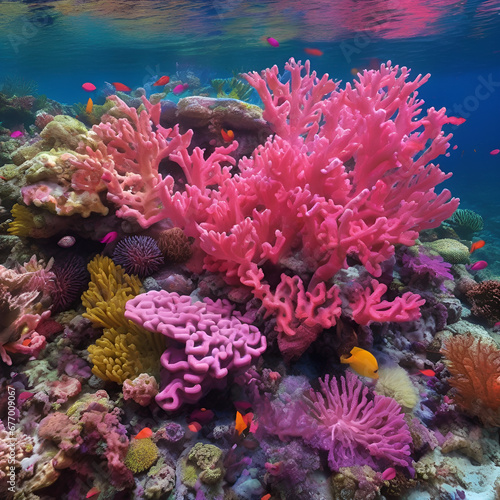 Coral pink vibrant coral reef. A world of color and life beneath the waves 