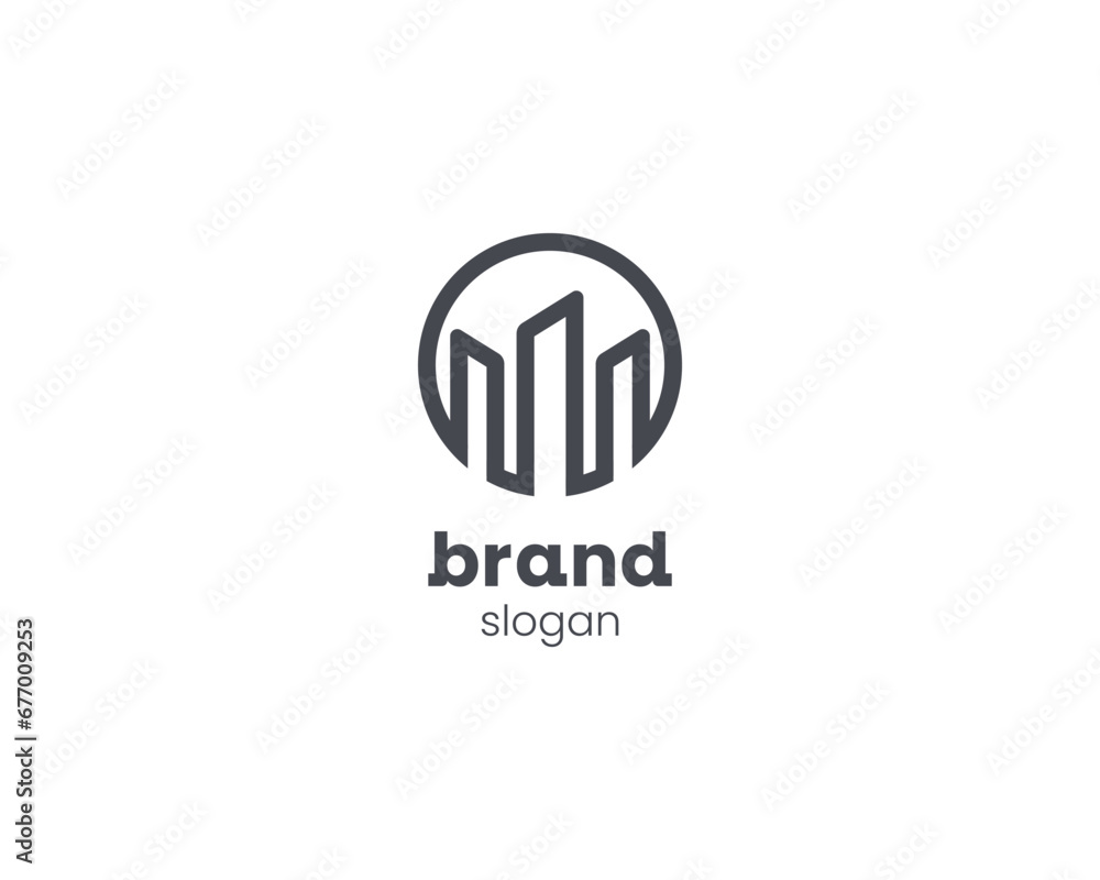 Creative minimalist simple line of city building logo Creative minimalist simple line of city building logo