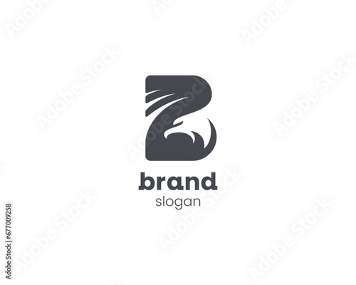 Creative monogram initial letter b with negative bird logo