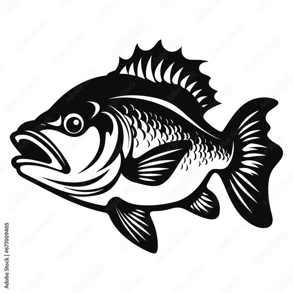 Fototapeta premium fish vector illustration silhouette laser cutting black and white shape