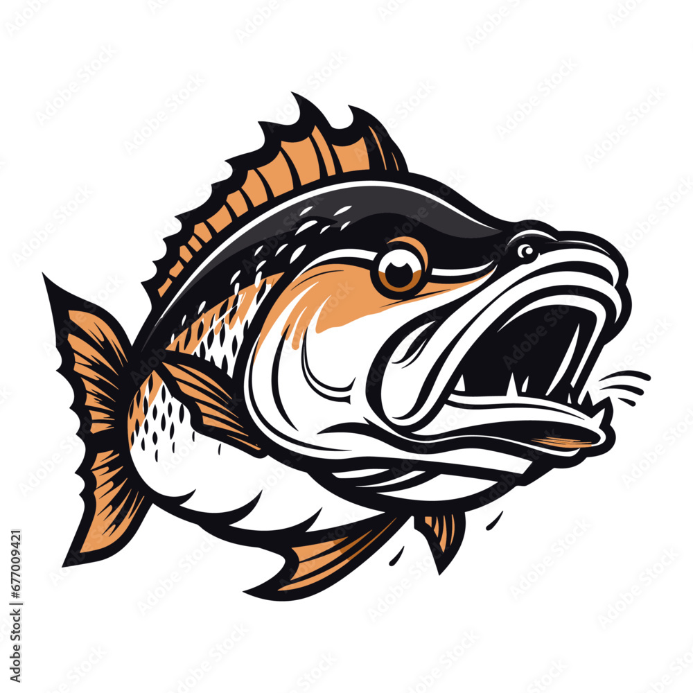 Obraz premium fish vector illustration silhouette laser cutting black and white shape