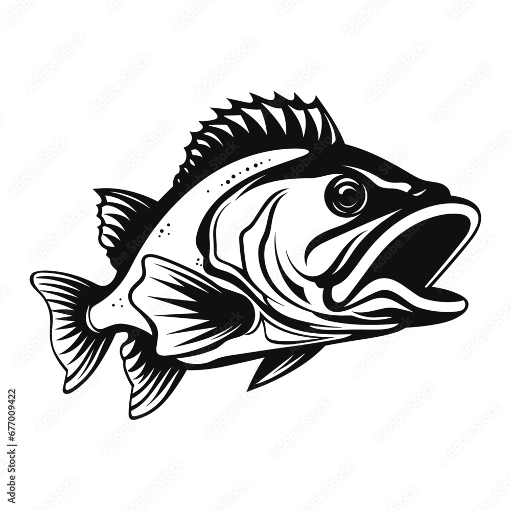 Fototapeta premium fish vector illustration silhouette laser cutting black and white shape