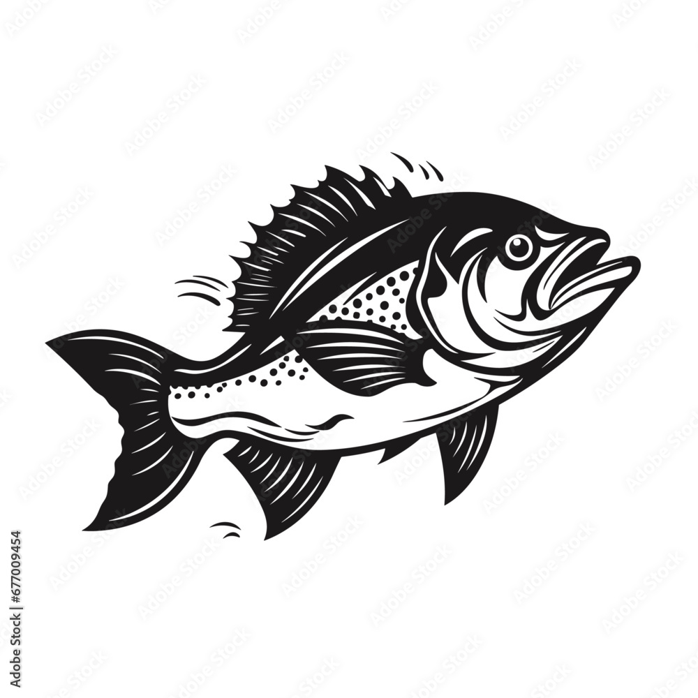 Fototapeta premium fish vector illustration silhouette laser cutting black and white shape
