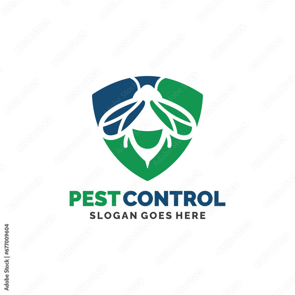 Fototapeta premium Wasp pest control logo design vector illustration. Pest control logo