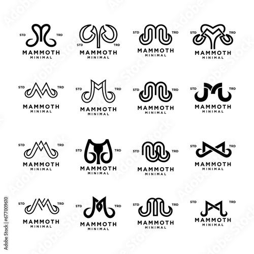 Mammoth M initial letter logo design