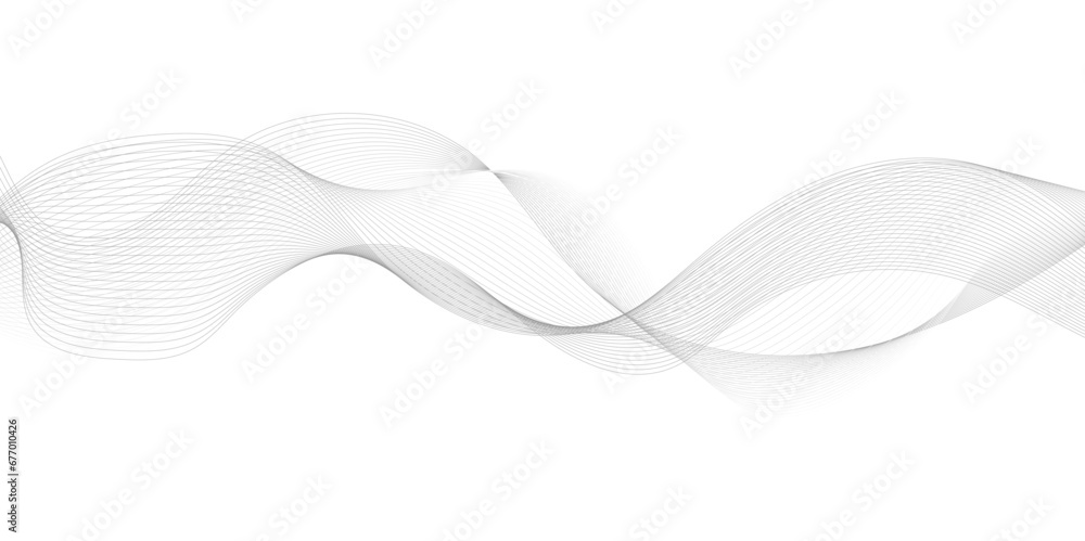 Abstract white and grey background with technology business wave lines. Abstract background with a wave curve lines. Frequency sound wave line and technology concept background.
