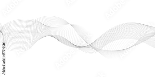 Fototapeta Naklejka Na Ścianę i Meble -  Abstract white and grey background with technology business wave lines. Abstract background with a wave curve lines. Frequency sound wave line and technology concept background.