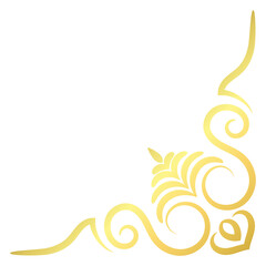Gold vintage baroque corner ornament retro pattern antique style acanthus. Decorative design filigree calligraphy. You can use for wedding decoration of greeting card and laser cutting.