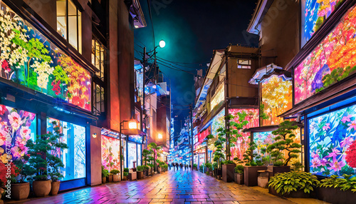 A night neon street at the downtown in Nakano Tokyo © kimberly