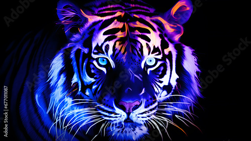 Wallpaper Mural Blacklight of Tiger face, This makes the tiger pattern clearly visible in the blacklight. Torontodigital.ca