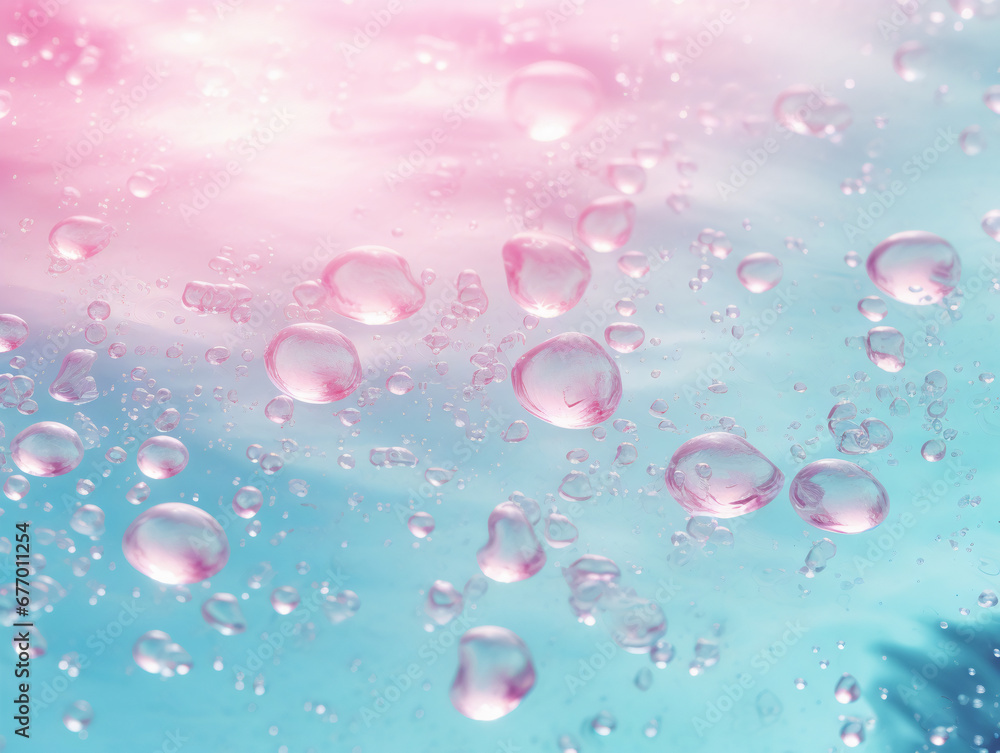 Magic glittering water with bubbles background 