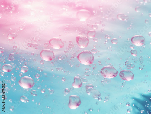 Magic glittering water with bubbles background 