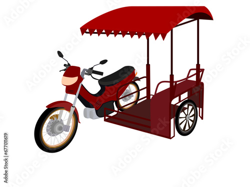 Farmer driving a motorcycle with a sidecar.