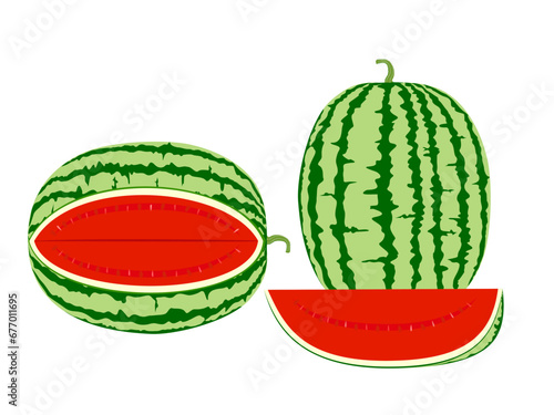 Red watermelon halved on a white background.
