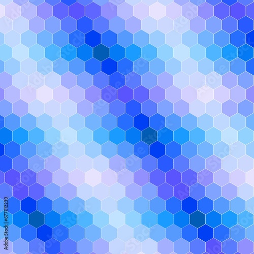 Seamless Gradient Blue Hexagon Pattern