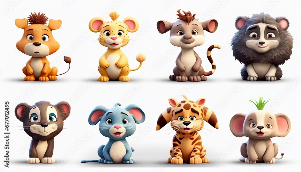 Collection of icon illustrations of various cute and funny animals, set design materials Collection of icon illustrations of various cute and funny animals, set design materials