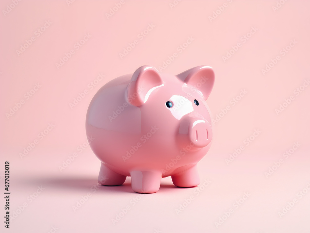 3D Render of Isolated Pink Piggy Bank Savings Money Payment Rich Investment Rich Deposit Dividends