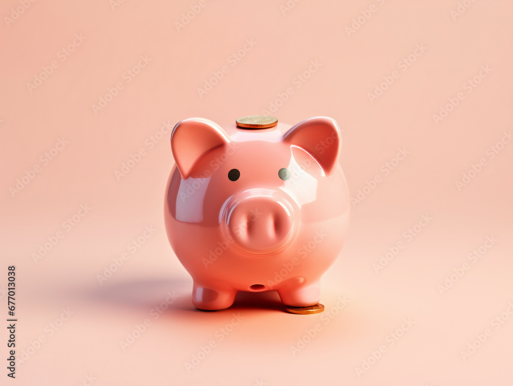 3D Render of Isolated Pink Piggy Bank Savings Money Payment Rich Investment Rich Deposit Dividends