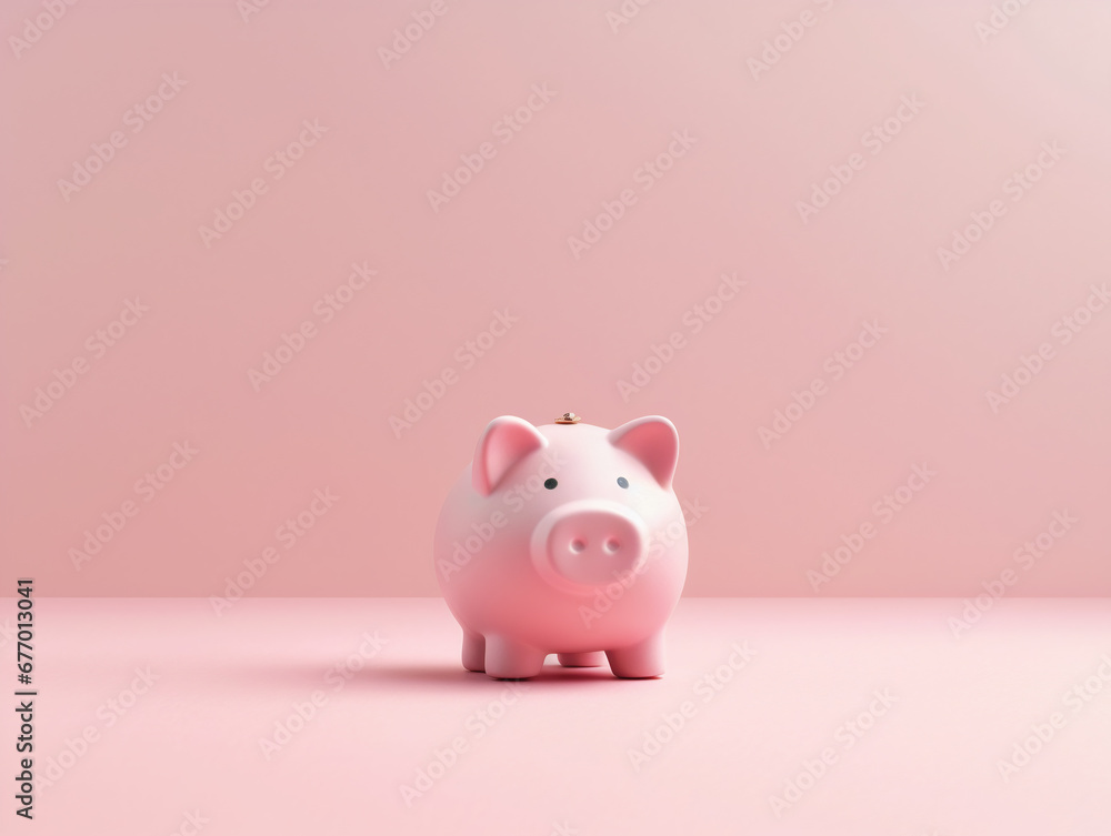 3D Render of Isolated Pink Piggy Bank Savings Money Payment Rich Investment Rich Deposit Dividends