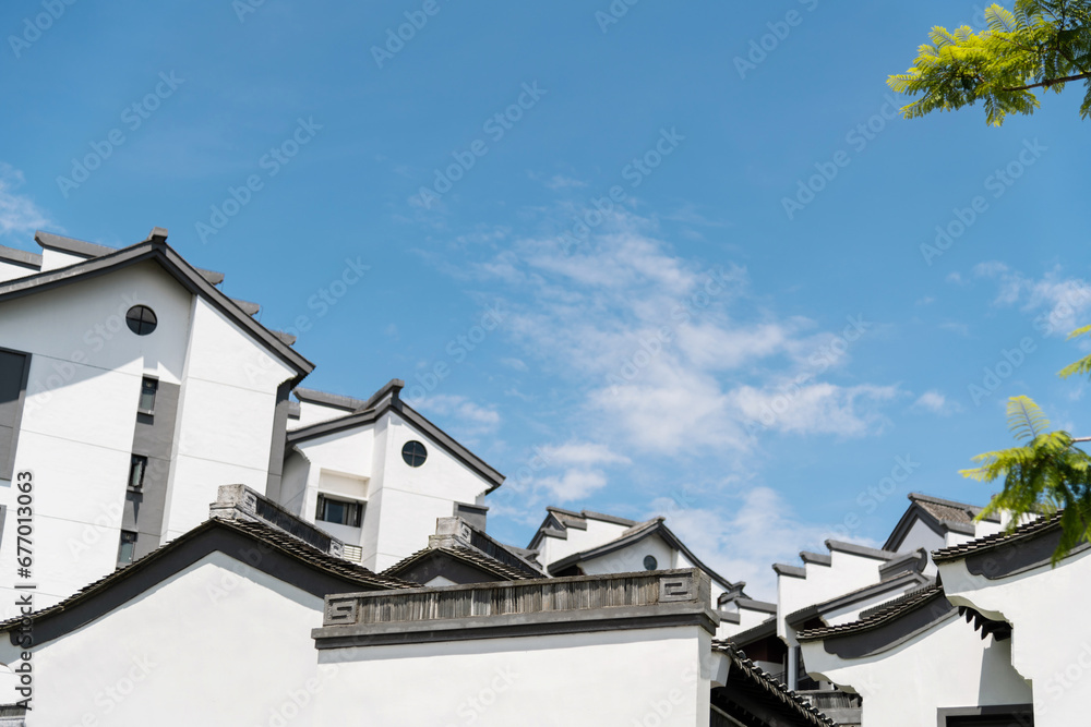 Chinese traditional style building under blue sky Chinese traditional style building under blue sky