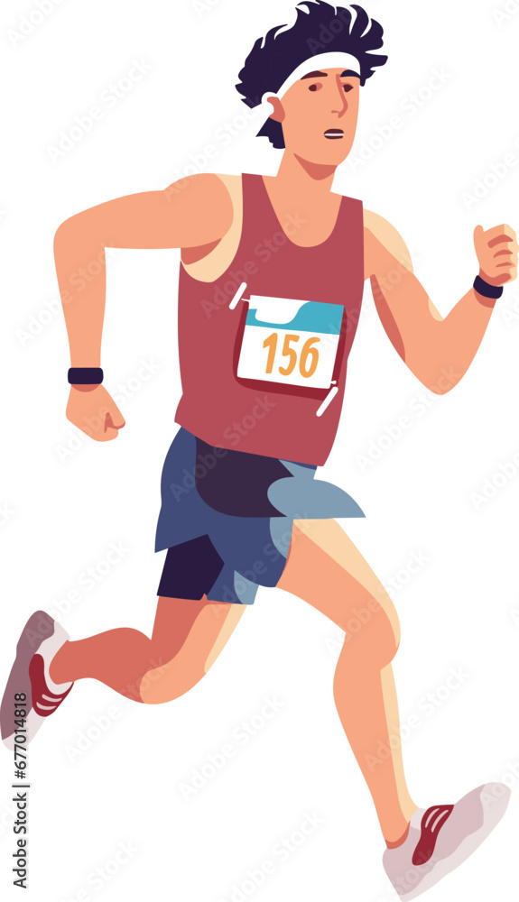 Illustration of a male runner running on isolated white background done in cartoon style. Illustration of a male runner running on isolated white background done in cartoon style.