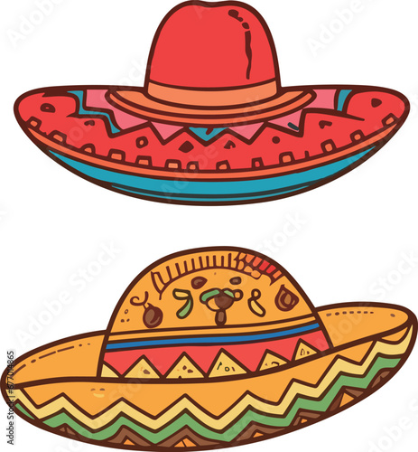 Mexican sombrero hat vector illustration isolated on white background.