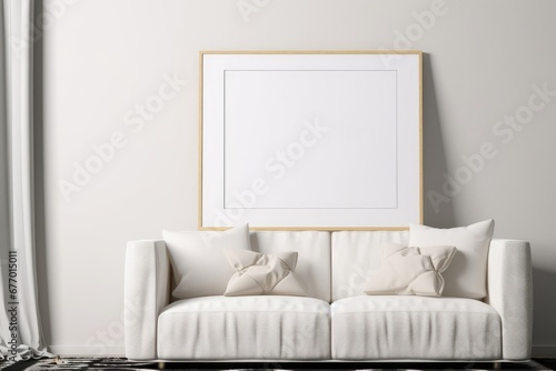 Frame mockup in modern living room interior, 3d render, Generative AI