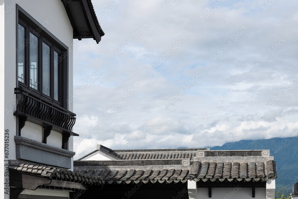 Chinese traditional style building under blue sky Chinese traditional style building under blue sky