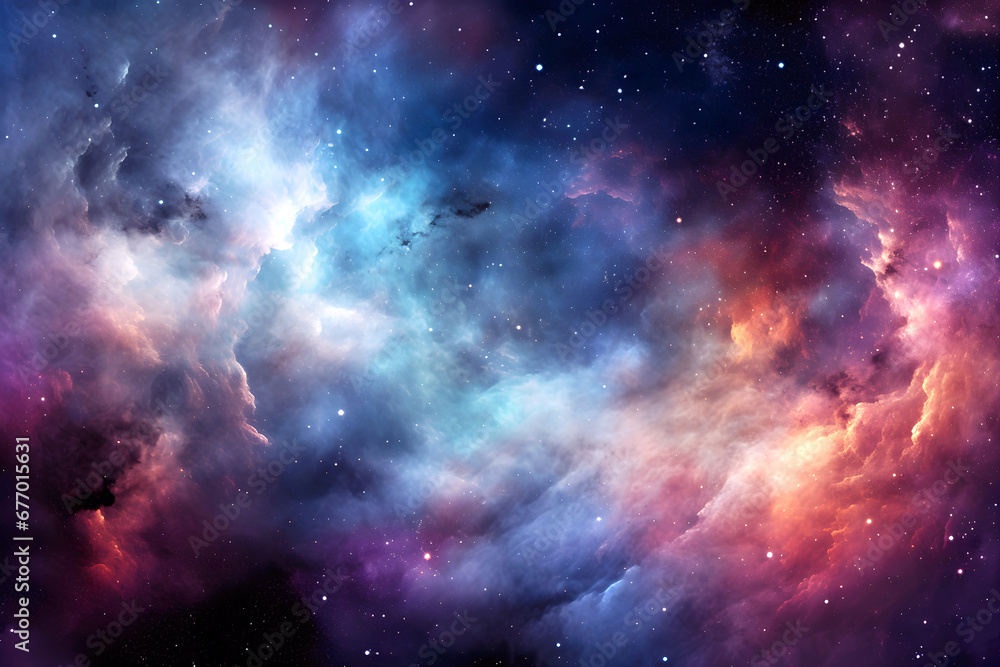 Harmony of Stars - Digital Art of Space Nebula with Vivid Colors-Generative AI