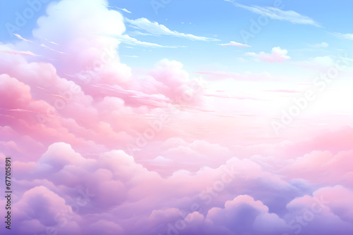 Sea of Pink Clouds - Dreamy sky painted with soft colors-Generative AI