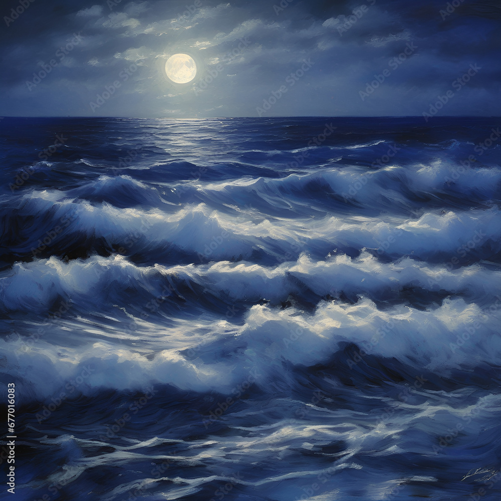 clouds over the sea, moonlight  , high tides 