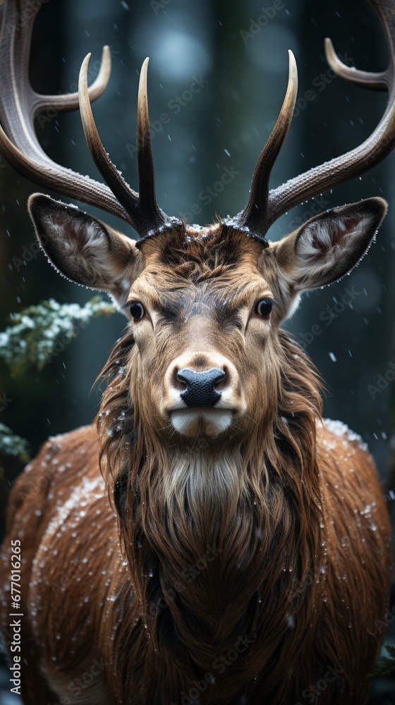 Fototapeta premium Elk in winter in the forest.