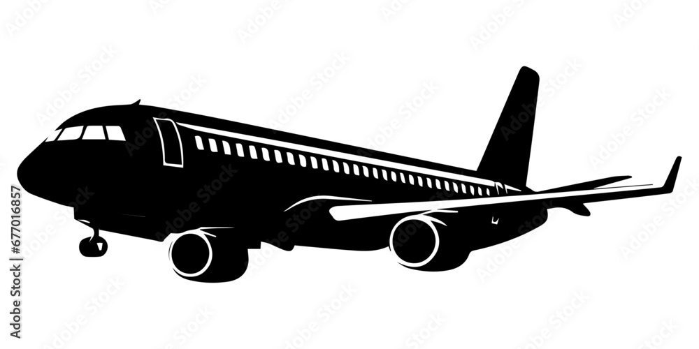 Airplane vector silhouette illustration, Airplane Icon vector