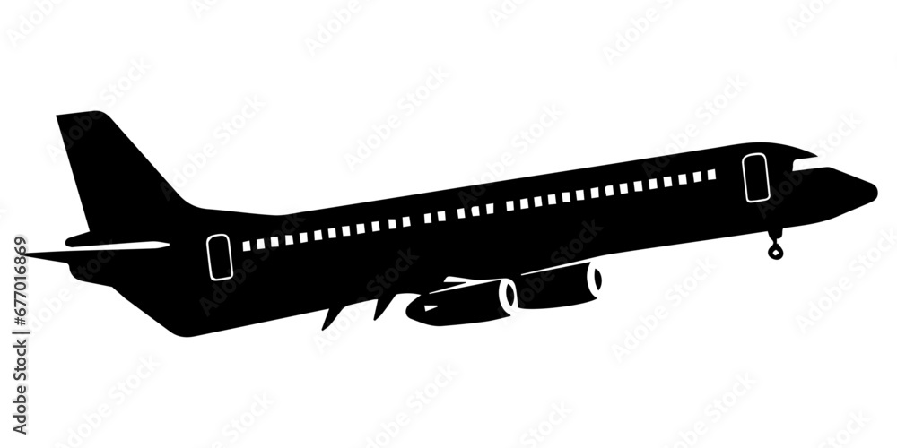 Airplane vector silhouette illustration, Airplane Icon vector Airplane vector silhouette illustration, Airplane Icon vector
