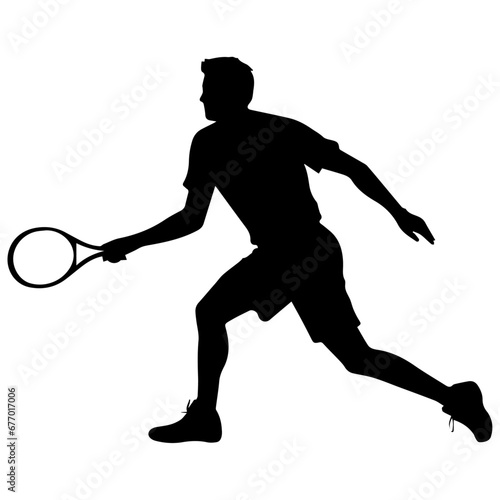Tennis Player vector silhouette illustration © Big Dream