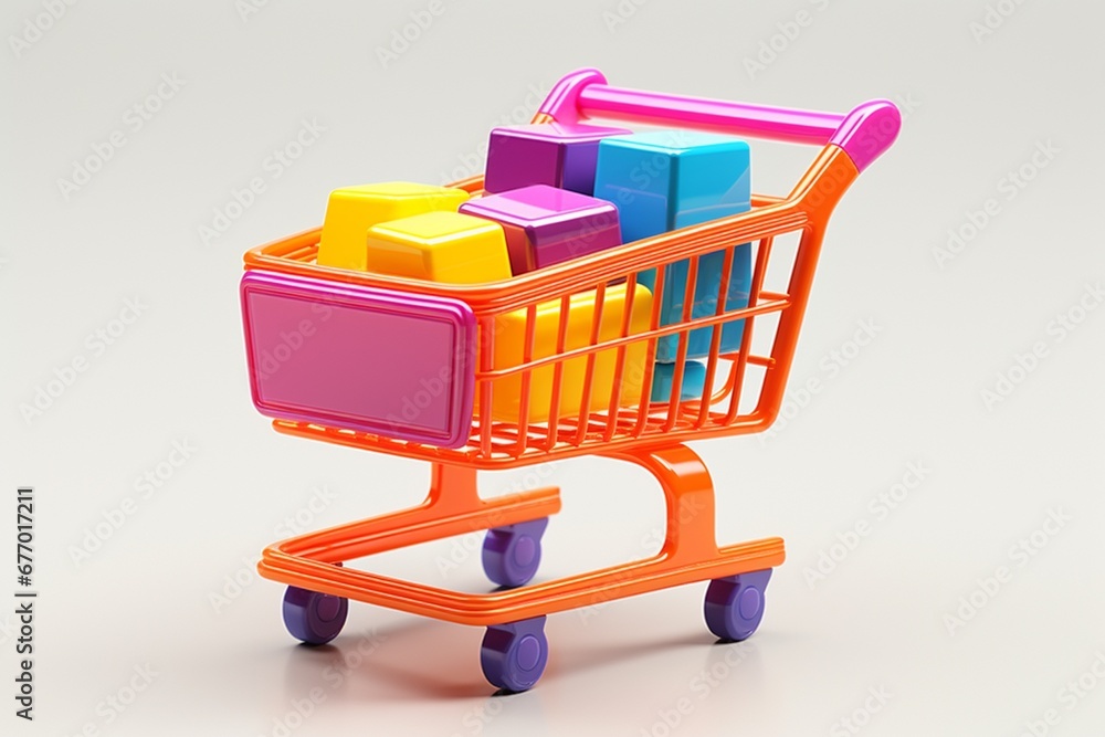 3D Shopping Cart Illustration on Isolated Background created with Generative AI 3D Shopping Cart Illustration on Isolated Background created with Generative AI