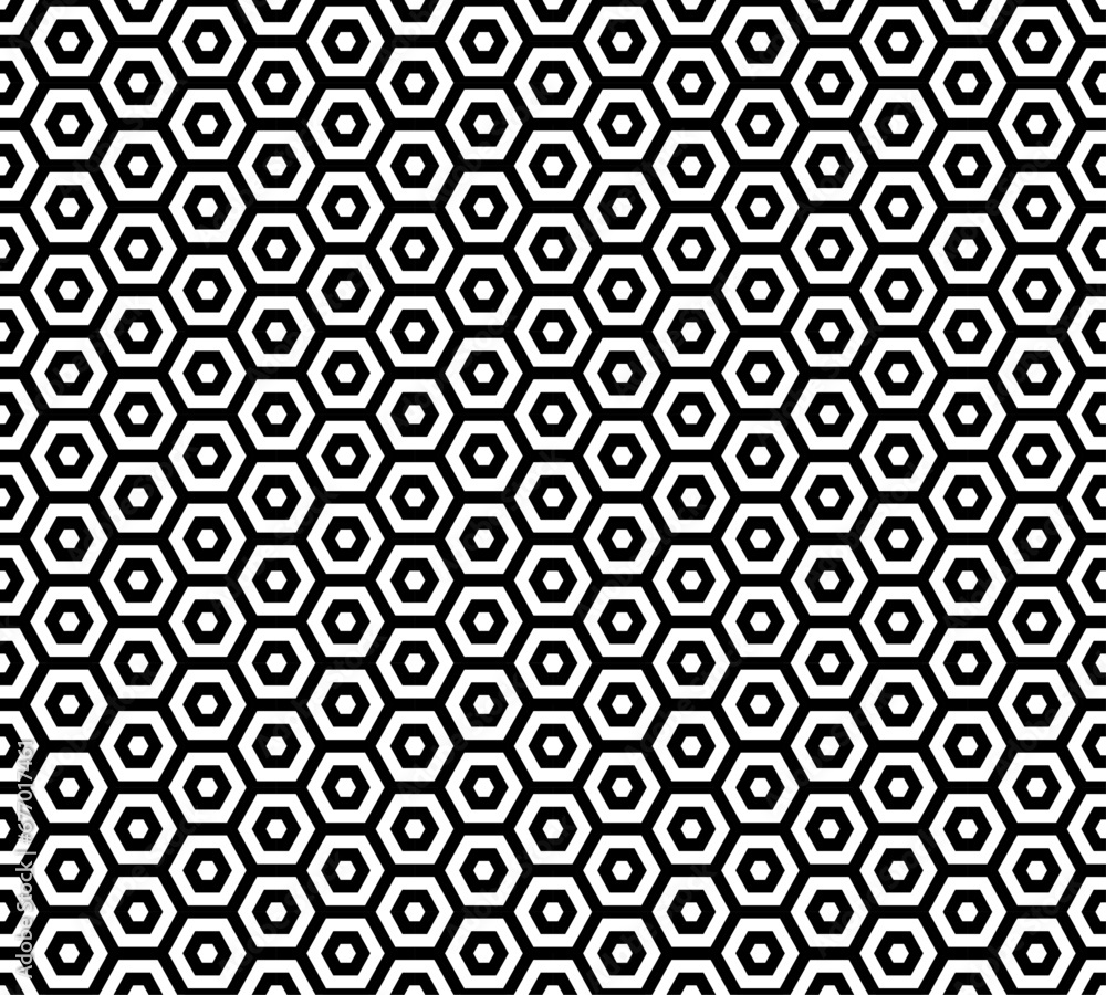 Seamless black and white pattern - honeycombs for background decoration. Seamless black and white pattern - honeycombs for background decoration.