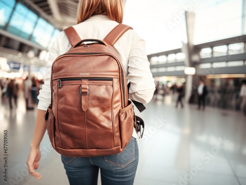travel at the airport with backpack walking at the gate airport and excited woman with passport journey and flight schedule search for traveler enjoy trip and holiday