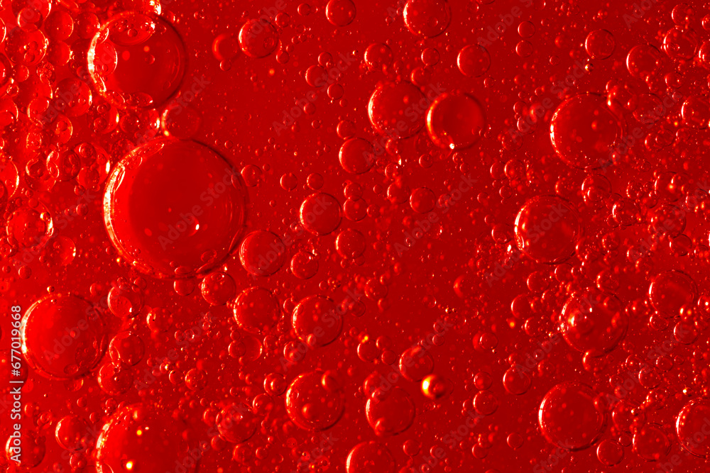 Water bubble texture on red background - obrazy, fototapety, plakaty 