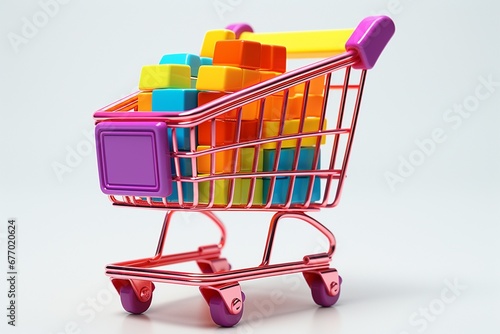 3D Shopping Cart Illustration on Isolated Background created with Generative AI