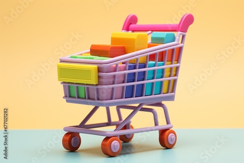 3D Shopping Cart Illustration on Isolated Background created with Generative AI