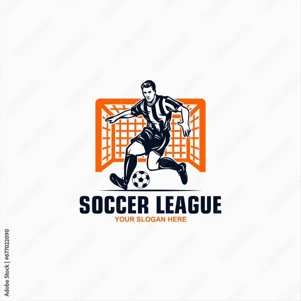 Modern Soccer Player In Action Logo with ball