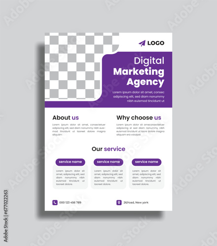 Vector digital marketing flyer design. corporate business agency editable flyer template.
