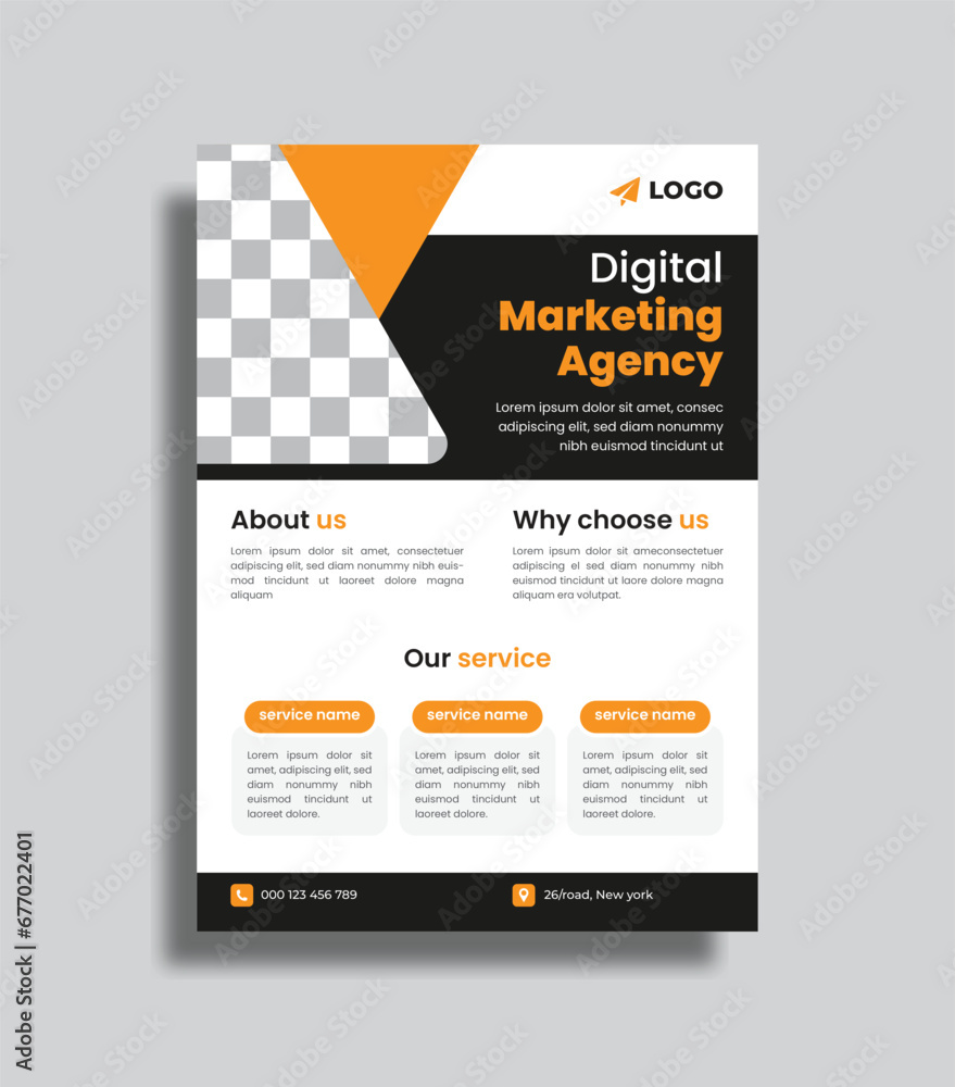 Obraz premium Vector digital marketing flyer design. corporate business agency editable flyer template.