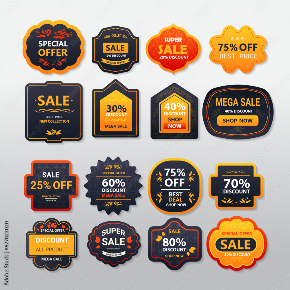 Fototapeta premium set promo stickers hot sale best price icons online shopping tags special offer promotion discount coupons collection